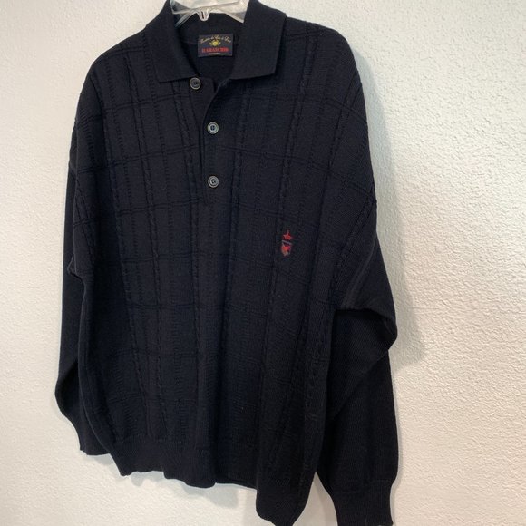 Vintage IL Granchio Black Pullover Polo Sweater Wool Blend Made in Italy Mens Lg - Picture 8 of 8